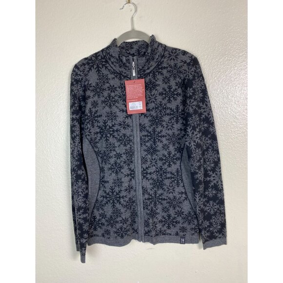 NEW Neve Designs Maya Full Zip Sweater Women Small Gray Wool Blend Snowflake - Picture 14 of 16